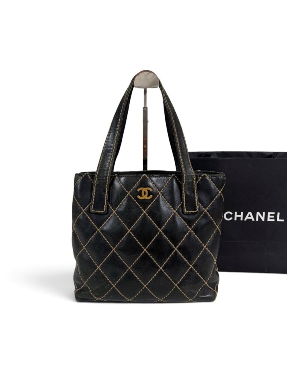 Chanel Wild Stitch Tote Bag Black Mini